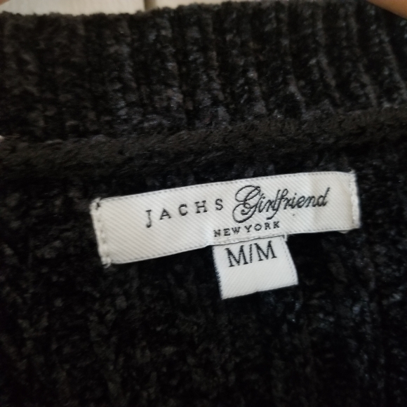 Jachs Girlfriend | New York Black Chenille Sweater Crew Neck High Lo - Picture 5 of 7